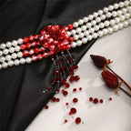 Gothic Pearl Tassel Necklace